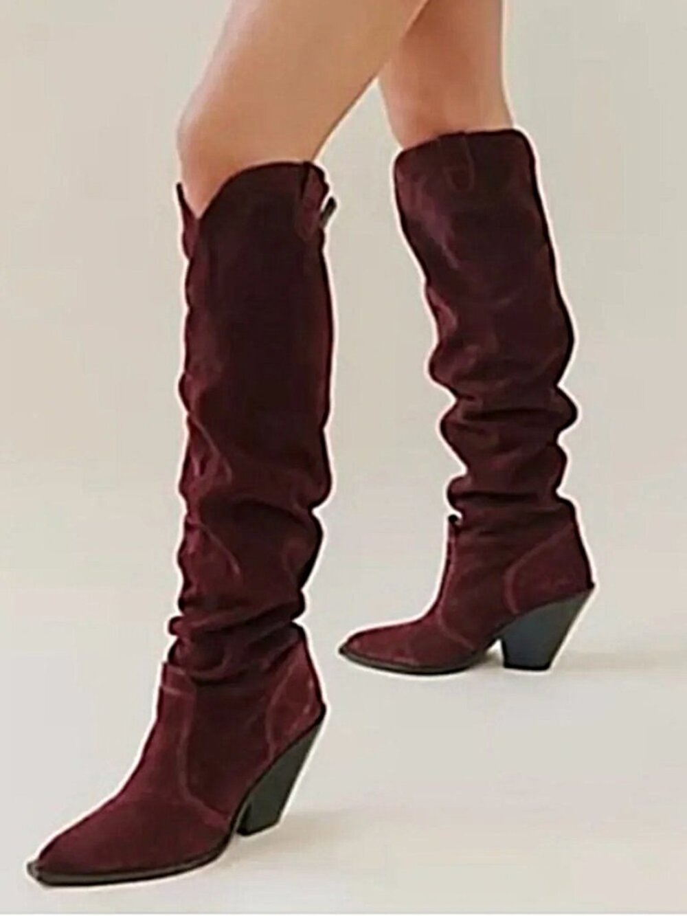 FREE PEOPLE Suede Triple Crown Over The Knee Boots -Espresso-